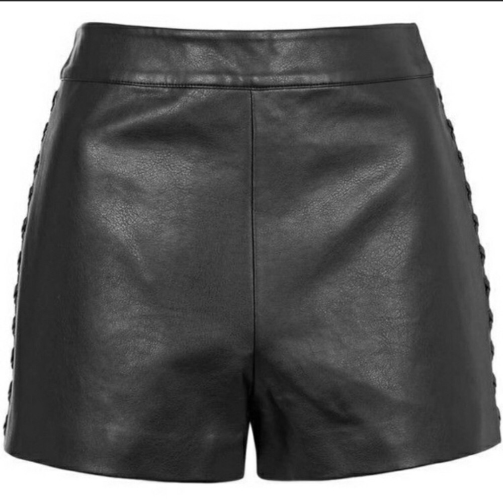 TOPSHOP faux leather high waisted shorts